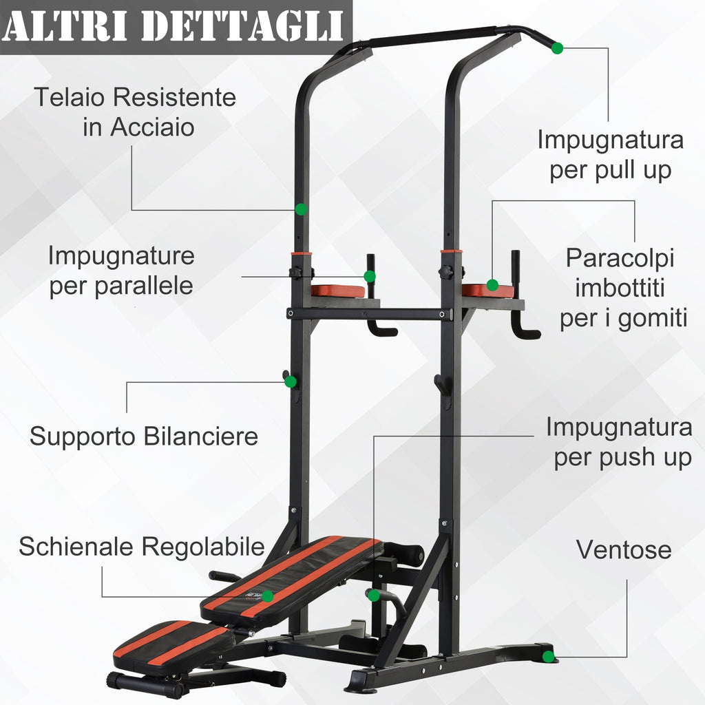 Folding and multipurpose station for steel training with tractions and Roman chair and chair - Borge' Group Limited