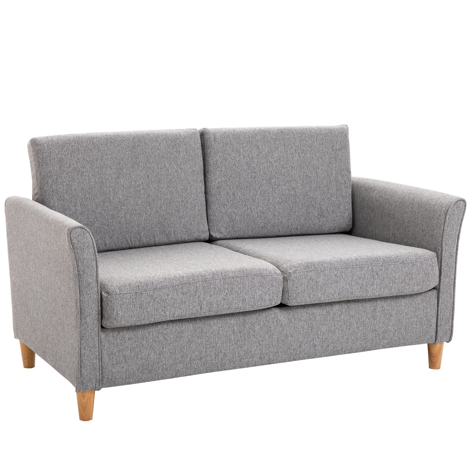 Sofa two seats Modern and compact line in Grey and wood linen (70cmx141cmx78cm) - Borgè