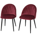 set 2 chairs for dining room padded with Nordic design in metal and bordeaux velvet - Borgè