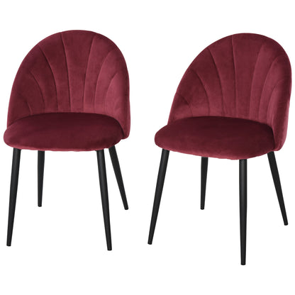 set 2 chairs for dining room padded with Nordic design in metal and bordeaux velvet - Borgè