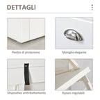 Belga Scarpage Wooden Wooden Wooden, 2 drawers and adjustable shelf 104x24x55cm, White - Borgè