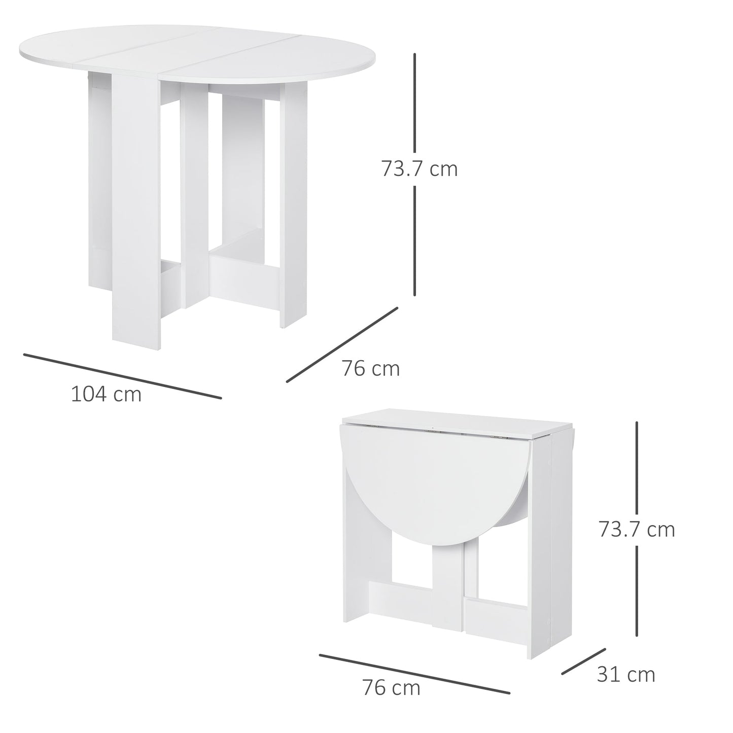 Foldable Table Lunch Dining Table table Console Space For 2 people - Borgè