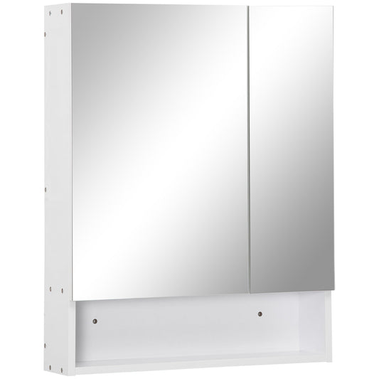 kleankin rectangular mirror cabinet with beliefs and adjustable shelf, 60x15x75cm - Borgè