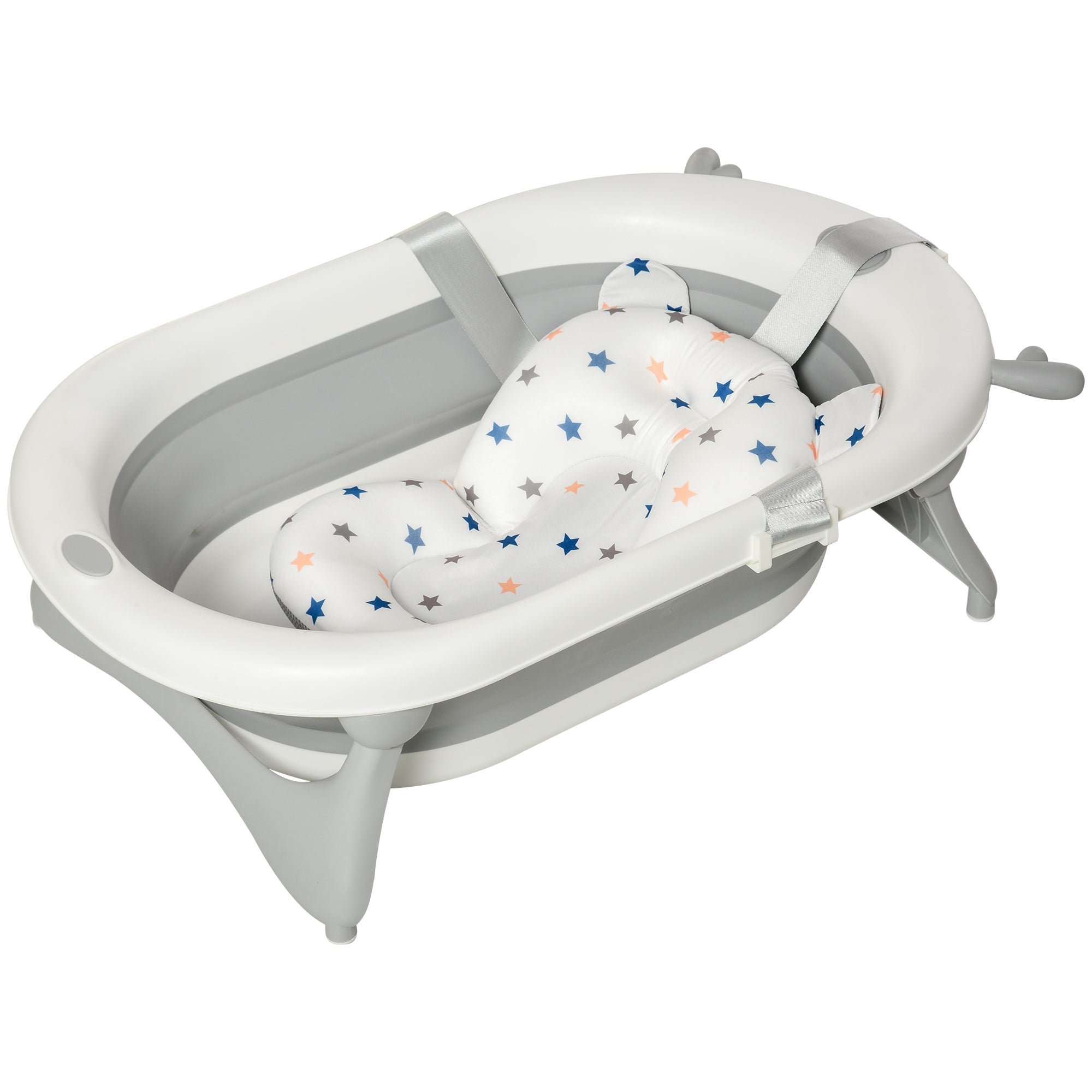 Homcom Folding bathtub for children 0-3 years with temperature and pillow indicator, 81.5x50.5x23.5cm, white - Borgè