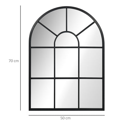 Modern Wall and Arco -shaped mirror 70x50 cm for bedroom and living room, in black metal and glass - Borgè