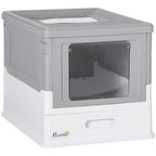 2-Door Closed PP Cat Litter Box with Scoop and Removable Tray, 47.5x35.5x36.7 cm - Borge' Group Limited