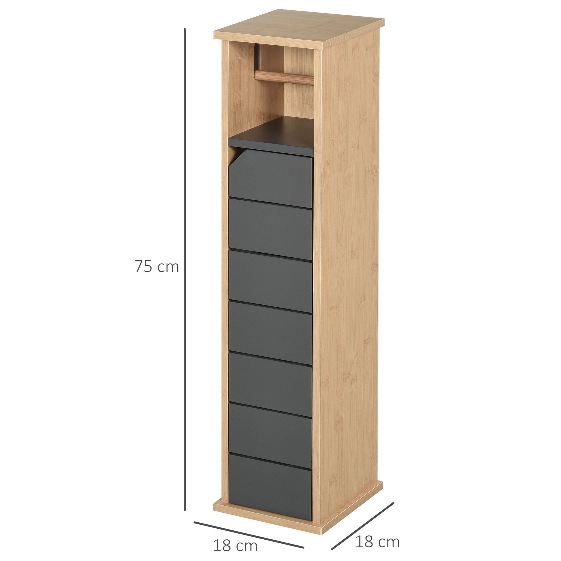 column cabinet for bamboo and Grey wood 18 x 18 x 75cm - Borgè