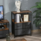 Multiuse chest of drawers with 3 fabric drawers, 58x29x81.5cm, brown - Borgè