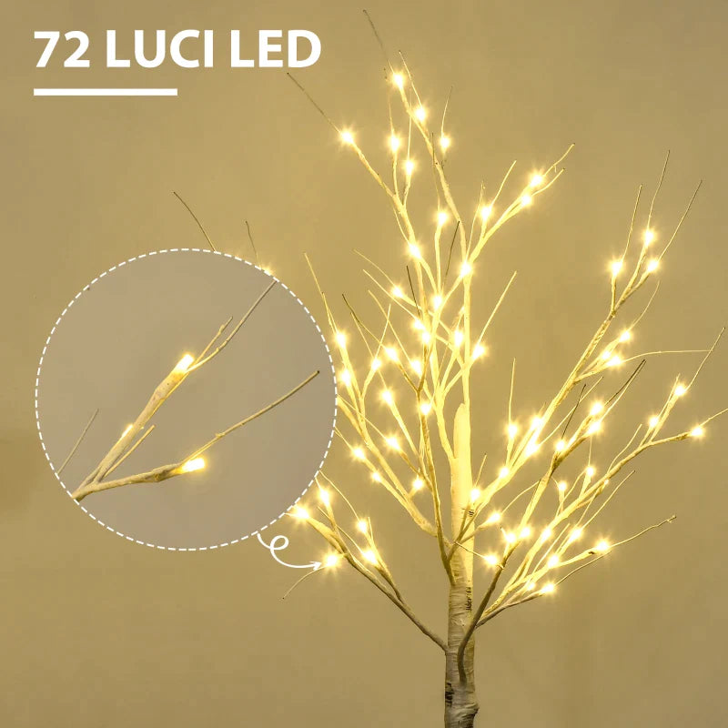 Small White Christmas Tree with 72 LED lights | 17x17x120 cm - Borgè