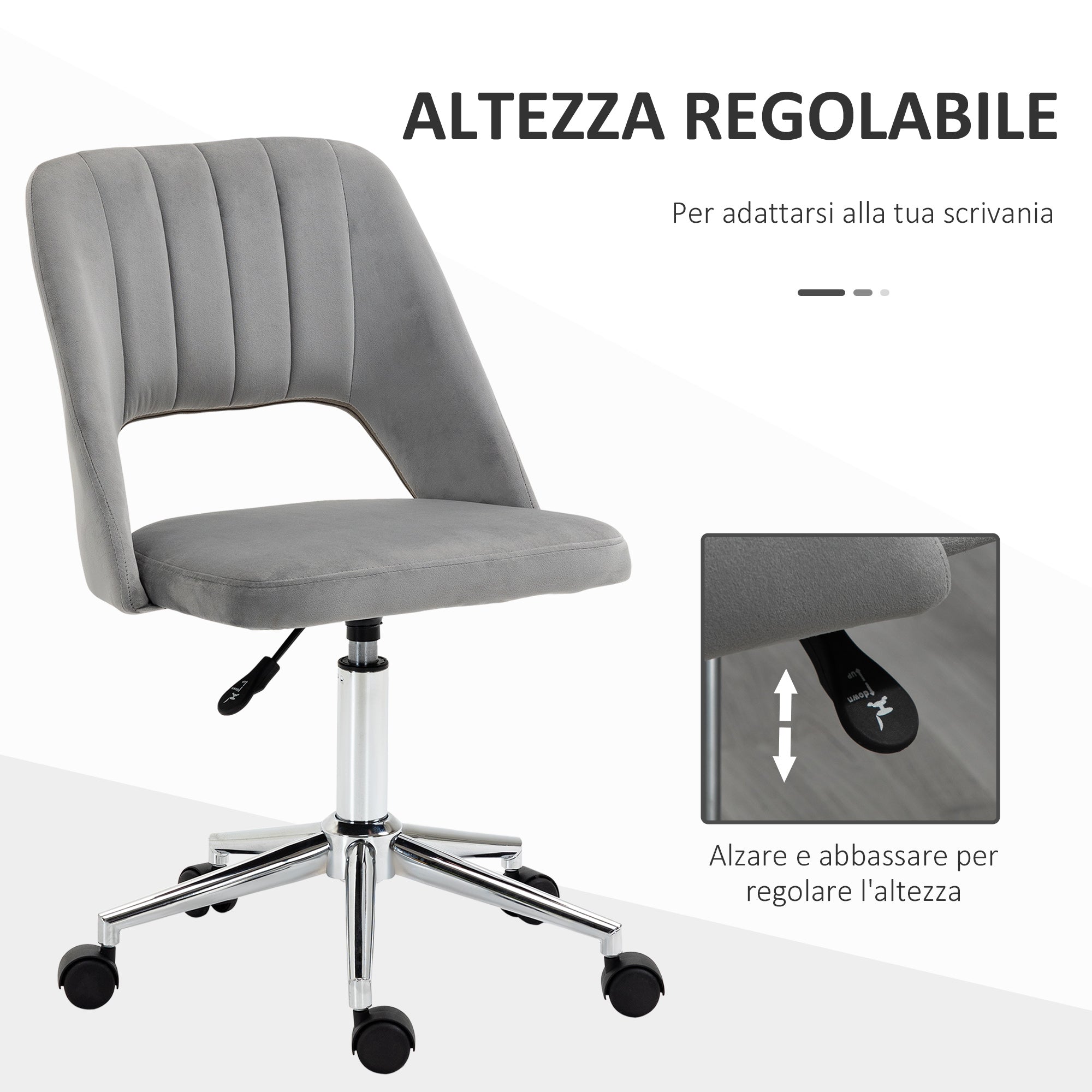 Winter chair of house padding swivel and adjustable height - Grey height - Borgè