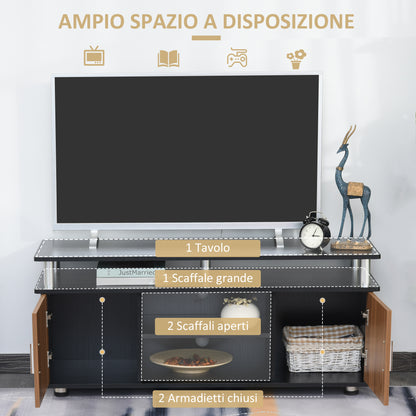 Homcom Mobile TV holder up to 50 "with cabinets and wooden shelves and aluminum, 120x40x52.2cm - Borgè