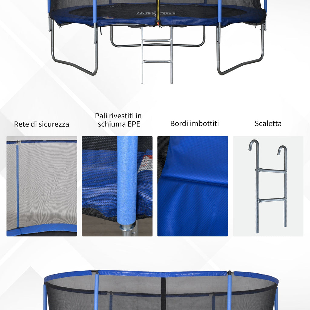 Elastic Rug for Children and Adults With Network and Padded Border φ244x240cm - Blue/Black - Borge' Group Limited