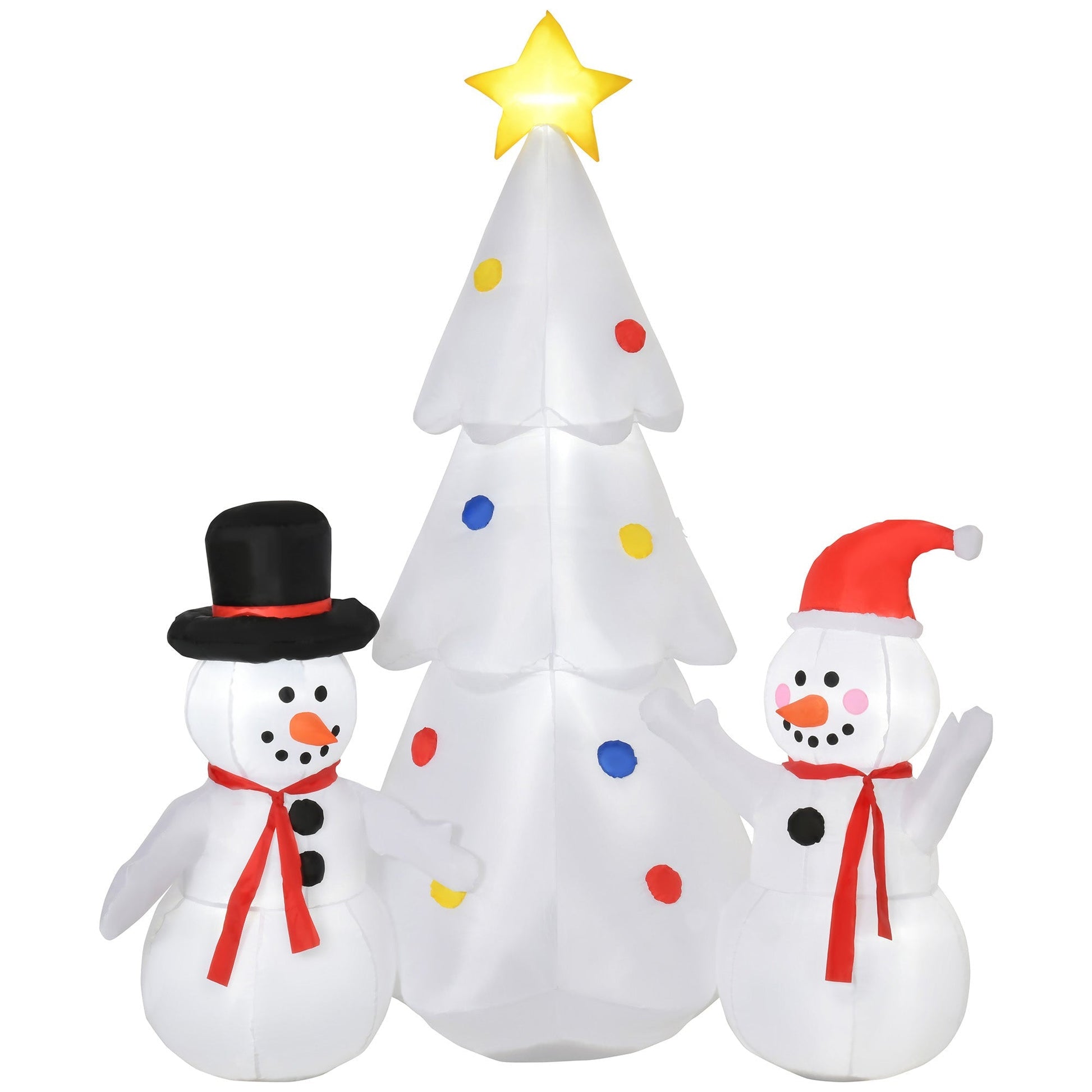 Inflatable Christmas tree with snowman Christmas decoration with led lights for garden and home - multicolor - Borgè