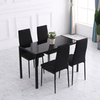 Set 4 Padded Modern Style Chairs in Metal and Fabric - Black - Borgè
