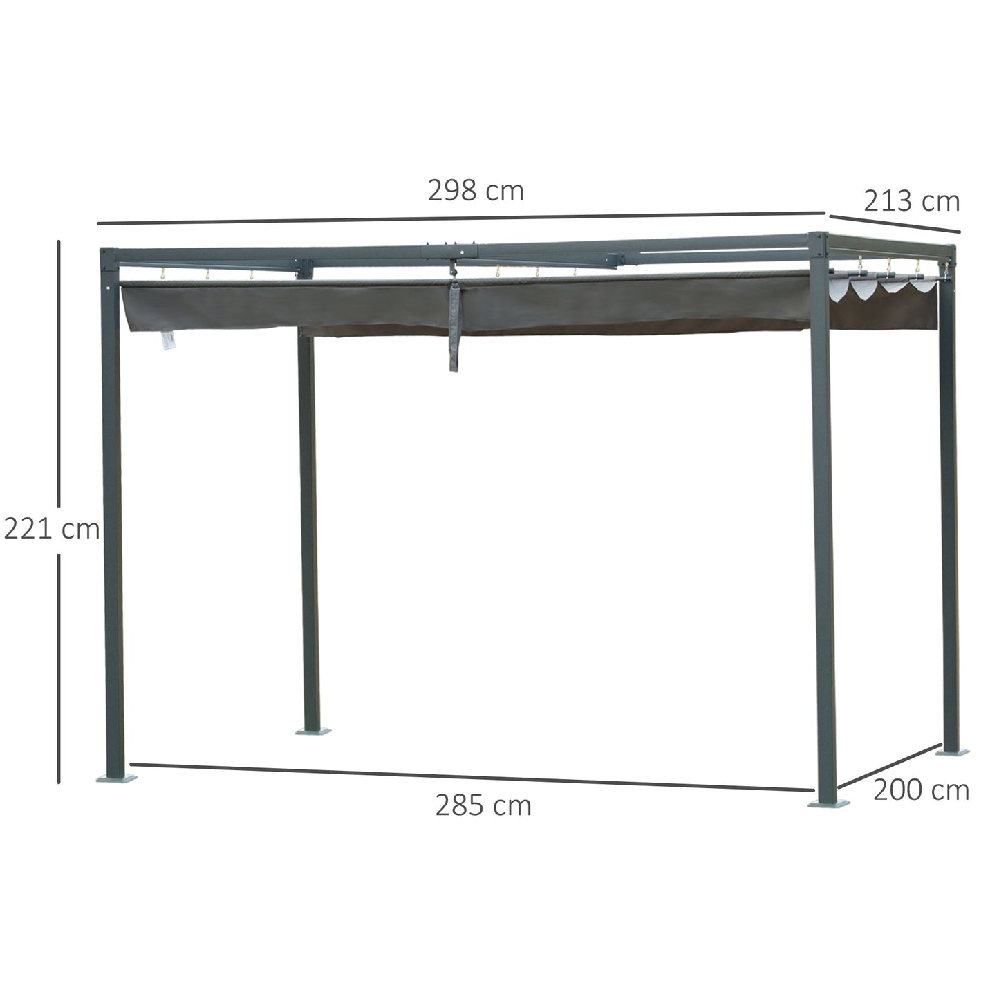 Outsunny Gazebo Pergola with sliding metal and polyester towel, UV rays filter, for outsiders, 298 x 213 x 221 cm - Borgè