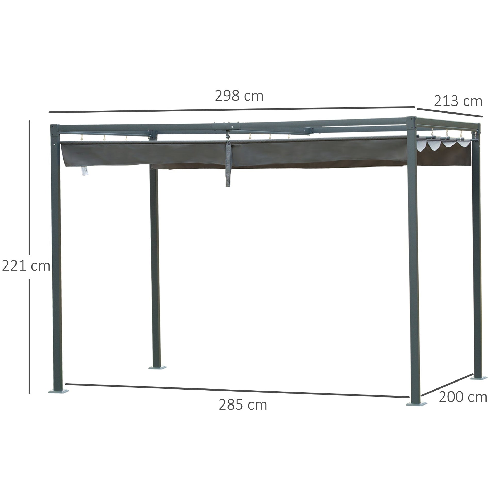 Outsunny Gazebo Pergola with sliding metal and polyester towel, UV rays filter, for outsiders, 298 x 213 x 221 cm - Borgè