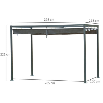 Outsunny Gazebo Pergola with sliding metal and polyester towel, UV rays filter, for outsiders, 298 x 213 x 221 cm - Borgè