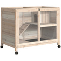 Wooden Rabbit Hutch with 2-Story House, Ramp and Pull-Out Tray, 91.5x53. 3x73cm - Borge' Group Limited