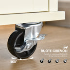 Cooking island for tools and accessories with drawers, locker and rack, 110x49.5x89.5 cm, white - Borgè