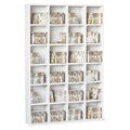 Mobile Wooden Library 24 compartments, white, 130.5x89x20cm - Borgè