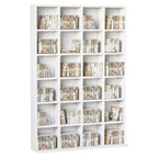 Mobile Wooden Library 24 compartments, white, 130.5x89x20cm - Borgè