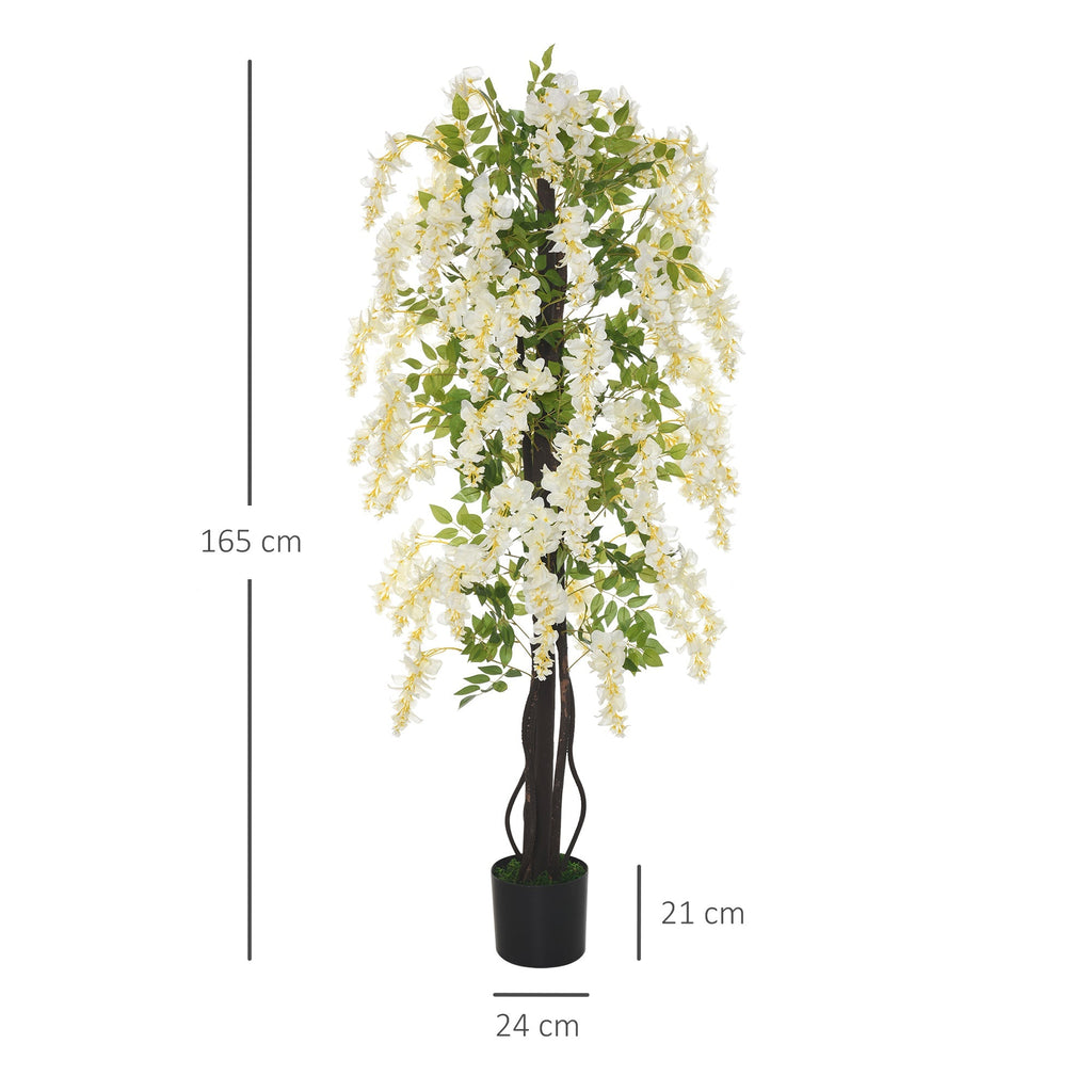 Outsunny Artificial Plan Black White Glicine 165cm For Interior and Outdoor - Borgè
