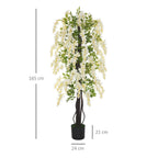 Outsunny Artificial Plan Black White Glicine 165cm For Interior and Outdoor - Borgè