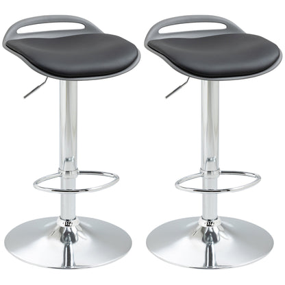 set of 2 bar stools with adjustable height and swivels with footrests, black - Borgè