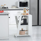 Kitchen Trolley Wooden spirits with 2 shelves and wheels, 60x38x77cm, white - Borgè