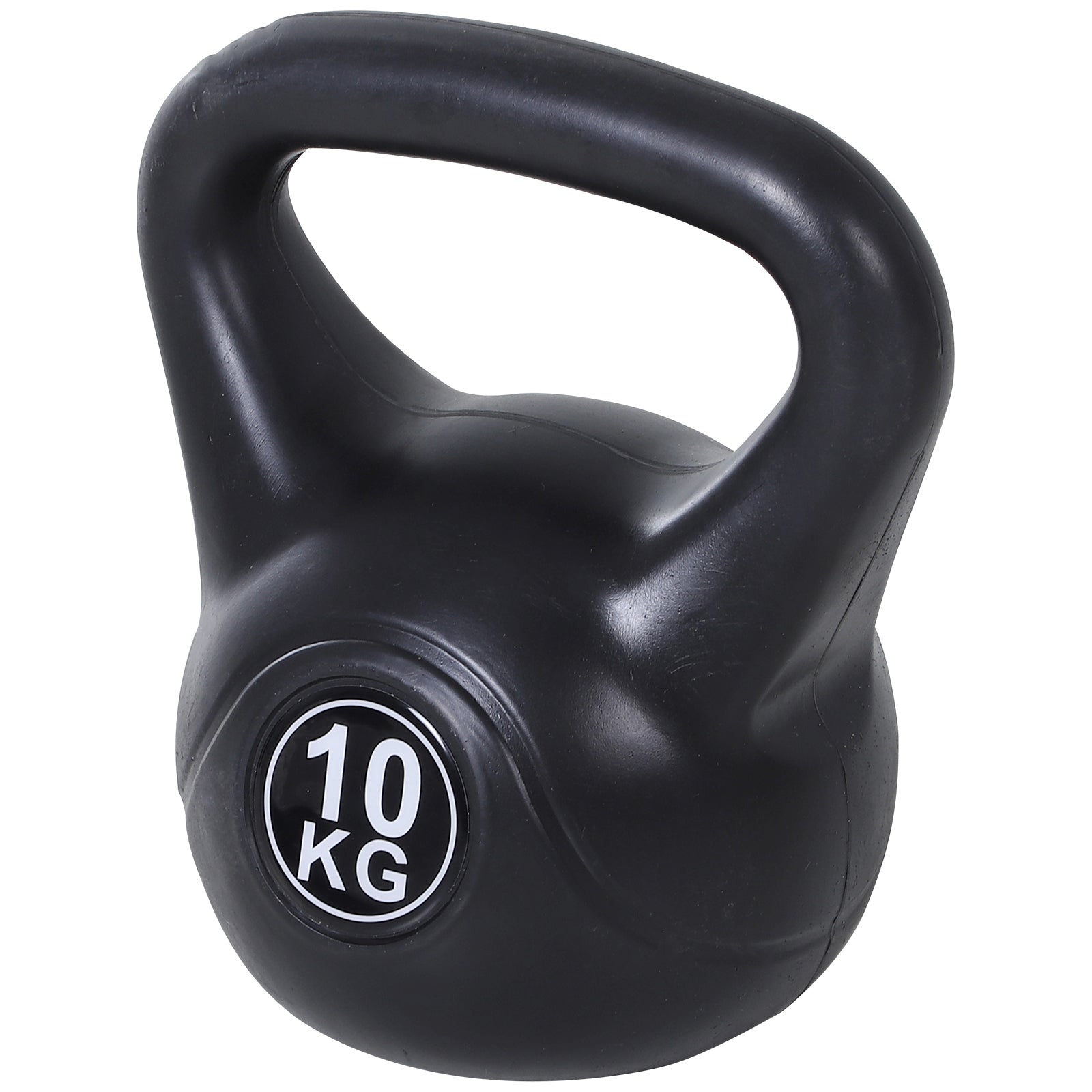 Kettlebell 10kg for Sports and Fitness with Flat Base and Handle, Kettlebell Weights in Plastic and Sand, 25x19x28 cm, Black - Borge' Group Limited