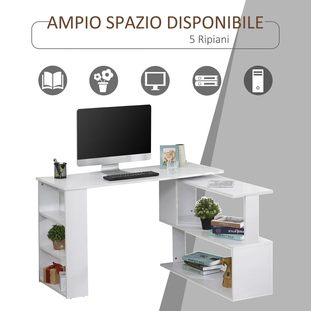 corner desk with 5 white shelves 120 x 100 x 74.5cm - Borgè