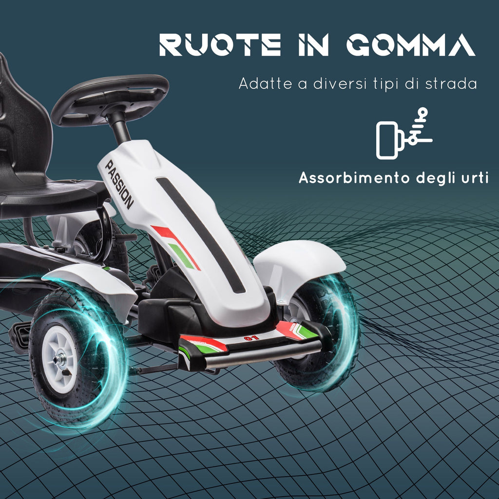 Homcom Go Kart with children for children 5-12 years in plastic and metal with adjustable seat and handbrake, 121x58x61 cm - Borgè