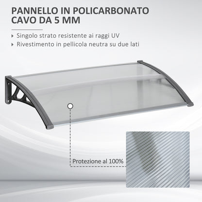 Outsunny modern roof in polycarbonate, aluminum and pp for balconies, windows and doors, 110x60x18 cm - Borgè