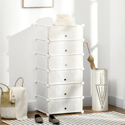 White Shoe Modular Cabinet | 6 Cubes 45x35x17cm Plastic PP and steel | 45x36.5x108cm - Borgè