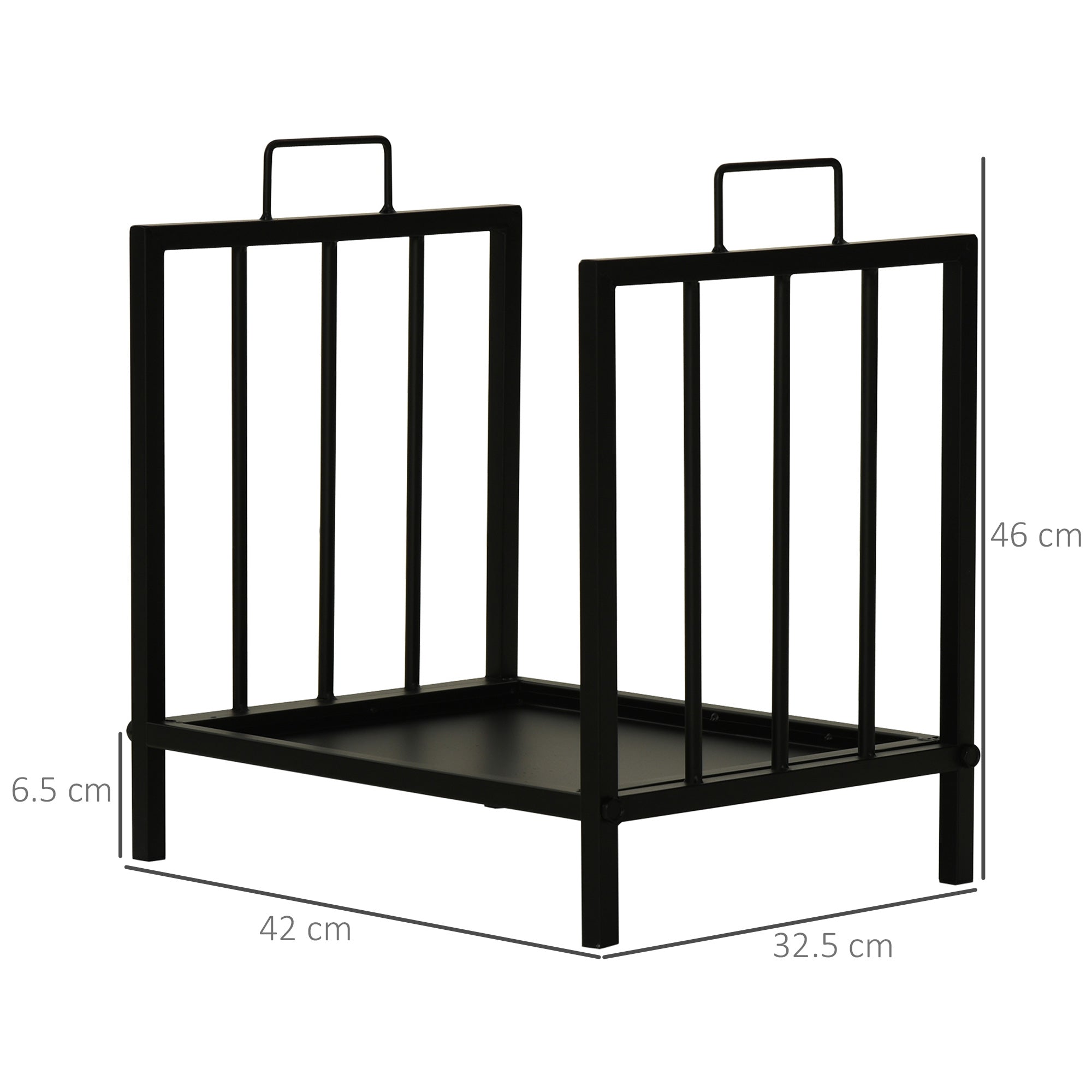 Outsunny interior and exterior metal portal with 2 handles and raised base for 50kg of wood - black - Borgè