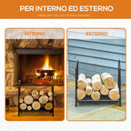 Outsunny portal for internal and exterior metal fireplace with raised base for 50kg of wood, 39.5x31.5x39.5cm - Black - Borgè