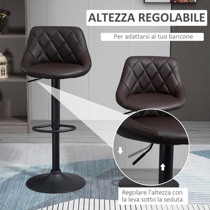 Set 2 swivel design bar stools with adjustable height - brown/black - Borgè