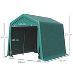 2.4x2m Outdoor Garage Tent for Motorcycles and Bicycles, Garden Tool Shed in Metal and PE Fabric, Green - Borge' Group Limited