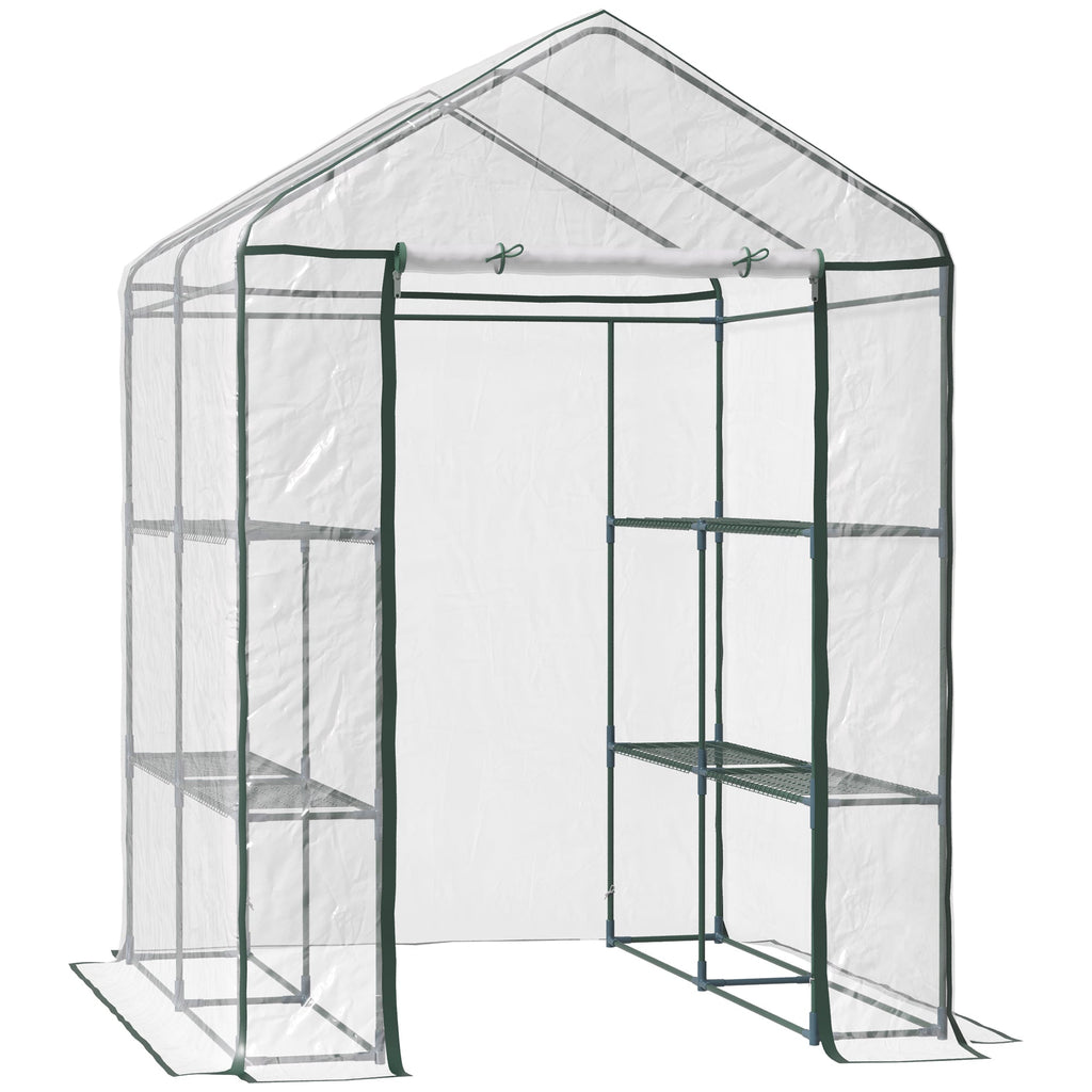 Outdoor Garden Greenhouse in Transparent PVC, Balcony Greenhouse with Shelves for Plants and Vegetables 1.43 x 1.43 x 1.95m - Borge' Group Limited