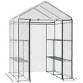 Outdoor Garden Greenhouse in Transparent PVC, Balcony Greenhouse with Shelves for Plants and Vegetables 1.43 x 1.43 x 1.95m - Borge' Group Limited