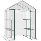 Outdoor Garden Greenhouse in Transparent PVC, Balcony Greenhouse with Shelves for Plants and Vegetables 1.43 x 1.43 x 1.95m - Borge' Group Limited