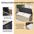Garden Furniture Set 6 Piece Rattan Garden Furniture Set with Sofas, Armchairs and Storage Tables, Beige - Borge' Group Limited