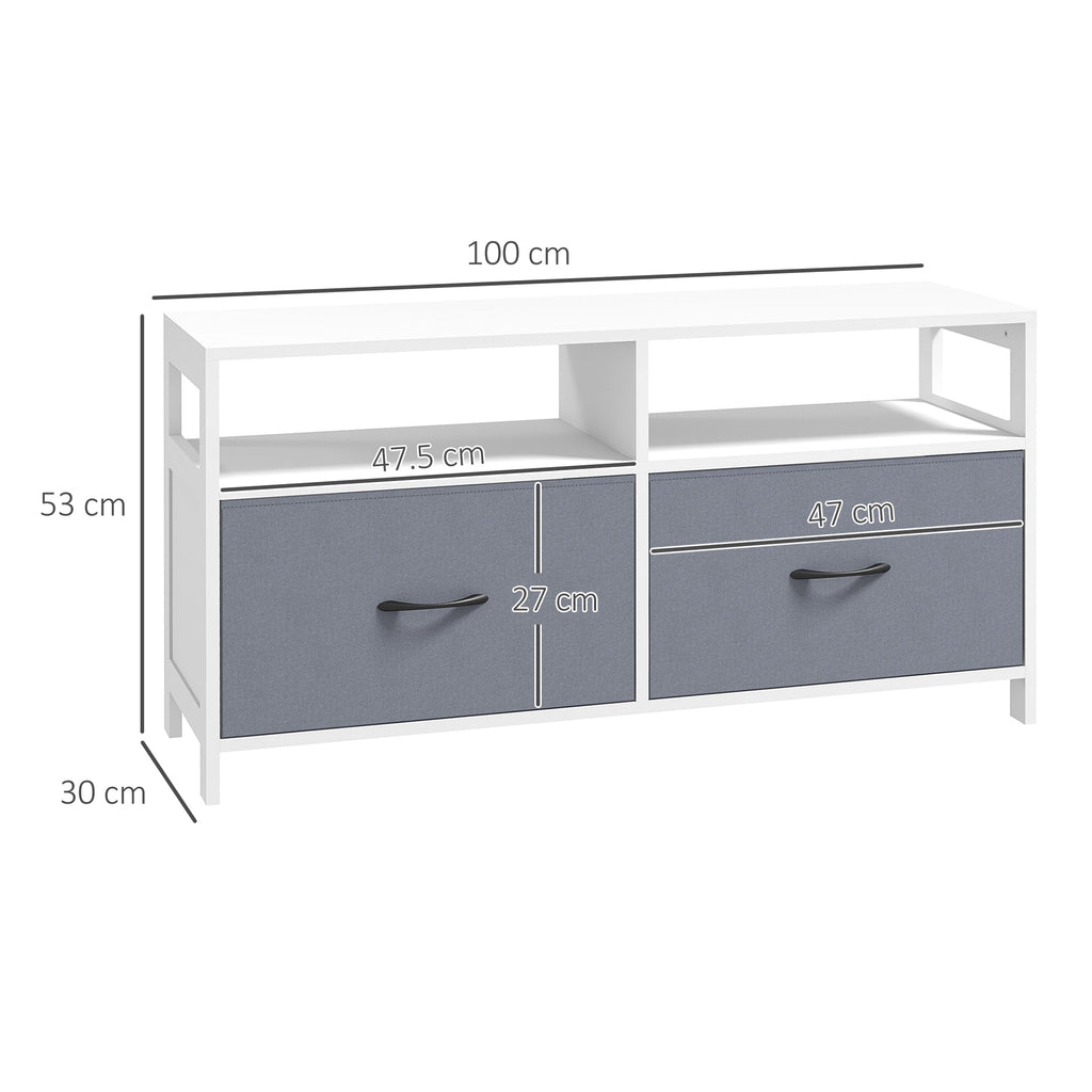 Homcom Mobile TV 45 "Max in MDF and non -woven fabric with 2 drawers and 2 shelves, 100x30x53 cm, white and gray - Borgè