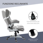 Vicetto office chair reclining in breathable fabric and steel with adjustable height, 68x76x109-117 cm - Borgè