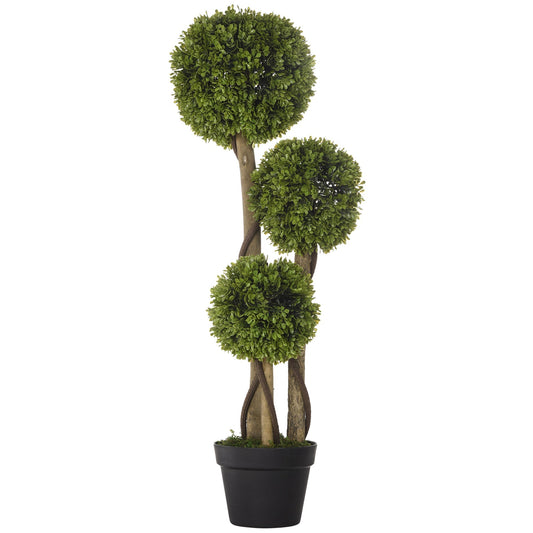 Plan of 3 -ball artificial bosso with vase included and reinforced background, height 90 cm - Borgè