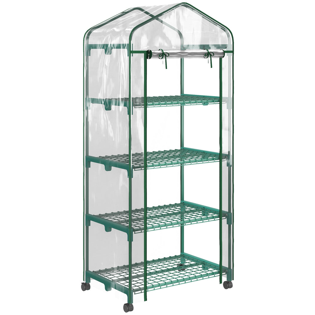 Vertical Plant Greenhouse with 4-Tier Shelf in Steel and White PVC, 69x50x165cm - Borge' Group Limited