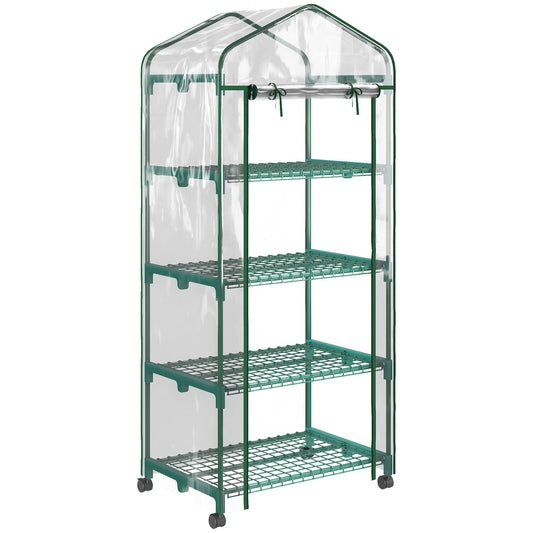 Outsunny greenhouse for vertical plants with 4 steel and white pvc shelf, 69x50x165cm - Borgè