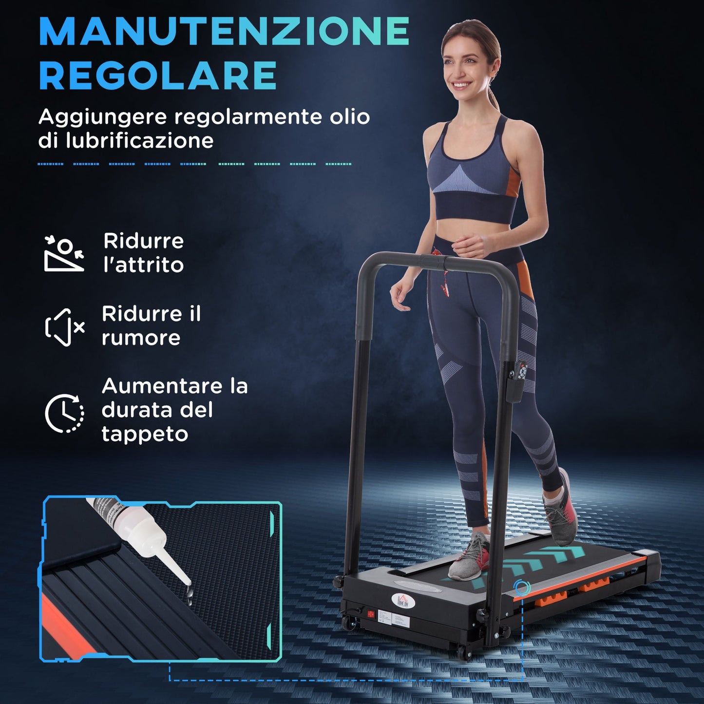 Folding Electric Treadmill Space Saving with Remote Control and Safety Key, 1-6 km/h, Power 0.5HP, 105x56x108.5cm - Borgè