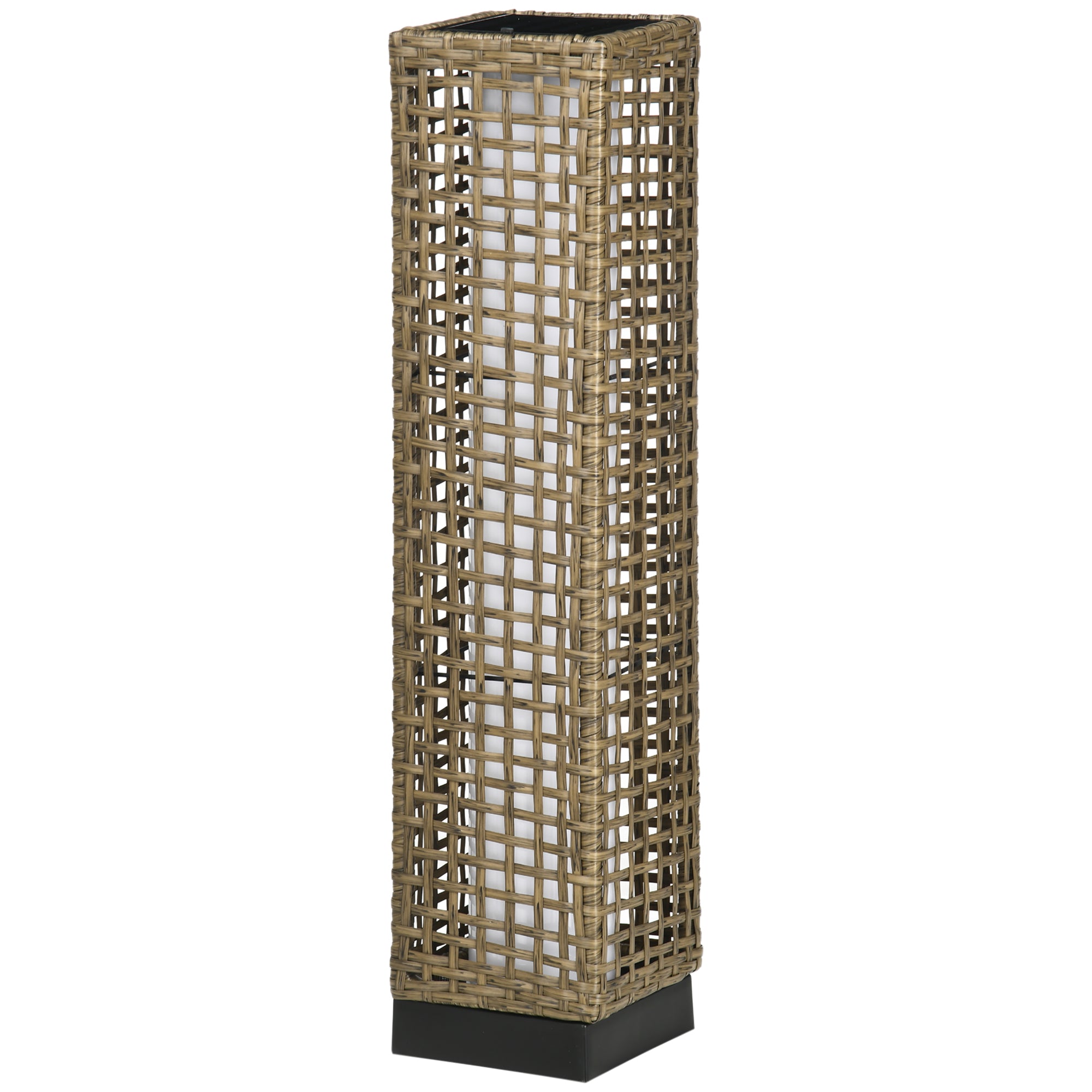 Outsunny Garden Solar Lamp with charging panel, steel and rattan, 15.5x15.5x69 cm, black and brown - Borgè