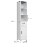 kleankin bathroom cabinet with 3 -level shelf, 1 drawer and 1 cabinet, 34x30x163cm - Borgè